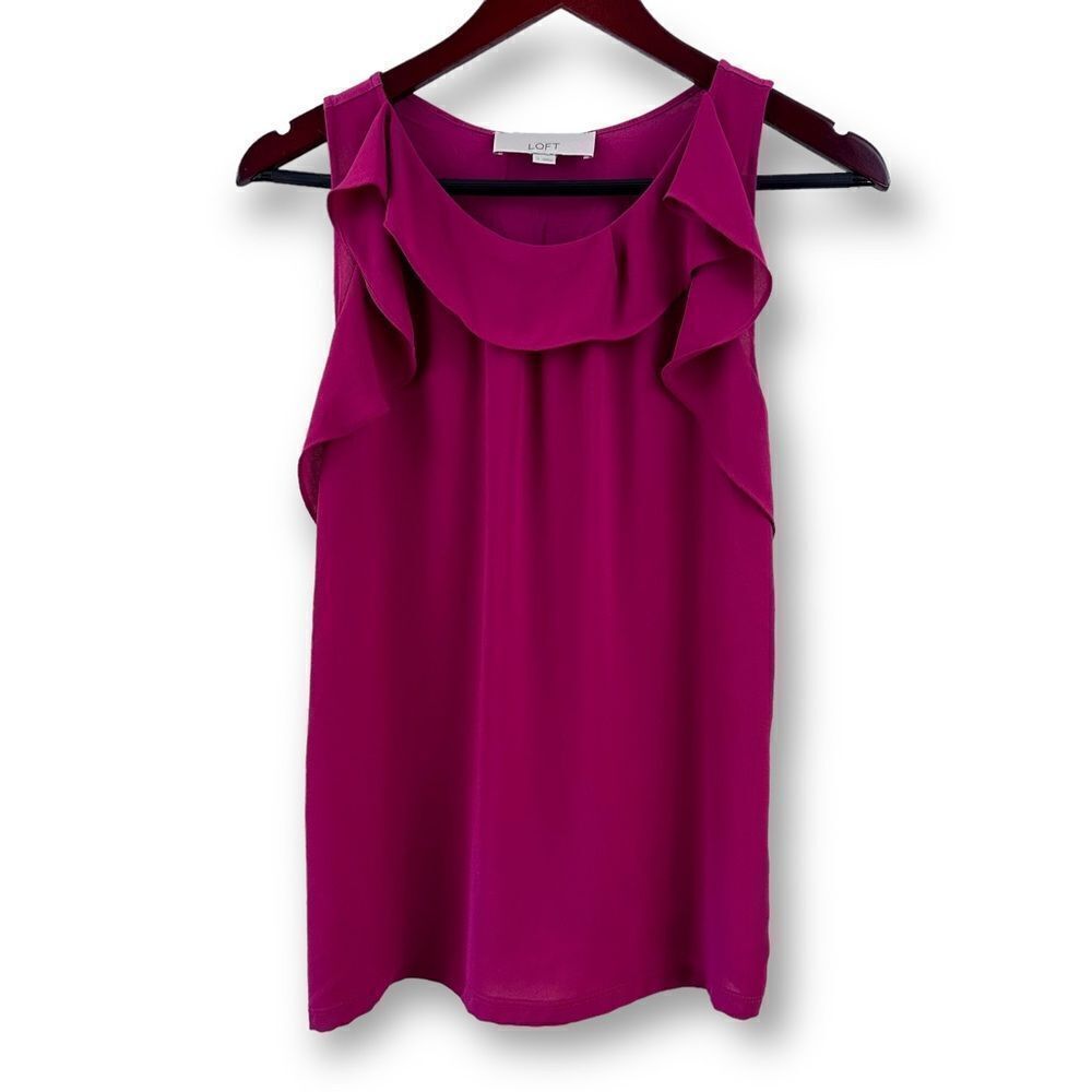‎Loft magenta ruffle top tank size S